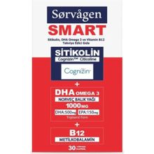 Sorvagen Smart Sitikolin Cognizin DHA Omega 3 B12 30 Kapsül Balık Yağı