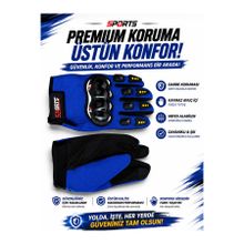 Srkoc Standart Beden Dokunmatik Motor Eldiveni Mavi