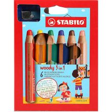 Stabilo Woody 8806-2 / 3 in 1 6 Renk + 1 Pastel Boyama Kalemi