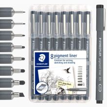 Staedtler 308 SB8 Pigment Liner Siyah 8'li Çizim Kalemi Set