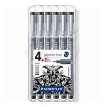 Staedtler 4+2 Set Pigment Liner Siyah Çizim Kalemi