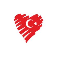 Sticker Fabrikası Kalp Şeklinde Türk Bayrağı Türk Bayrağı 16x16 cm Duvar Stickerı