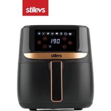 Stilevs Sağlıklı Pişirme Airfryer, Siyah & Bakır Renk, Hızlı ve Pratik Kullanım - Ahşap
