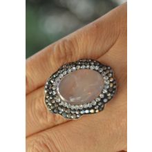 Stoneage F02620 Pembe Kuvars Doğal Taşlı El Yapımı Yüzük