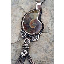 Stoneage Jewellery Amonit Fosili Doğal Taş Tasarım Bayan Kolye