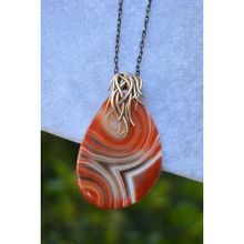 Stoneage Jewellery Dantelli Akik Doğal Taş Kolye