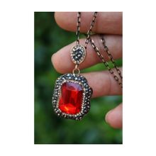 Stoneage RF03770 Kırmızı Kristal Taşlı El Yapımı Kolye ve Zincir