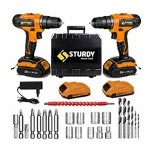 Sturdy 56V8AH X-W-Q Seri Japon Teknolojisi Darbeli Metal Şanzumanlı Şarjlı Çift Akülü Matkap + 27 Parça Matkap Ucu Seti