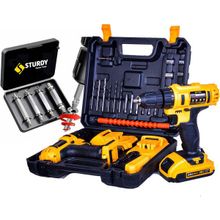 Sturdy 58 V 6Ah Lion Çift Akülü NEW Seri Darbeli Turbo Şarjlı Vidalama 27 Parça Uç Setli Matkap