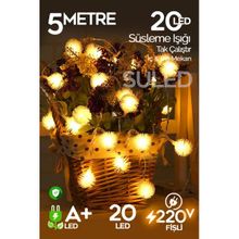 SULED Kartopu Led Süs Işık 4 Metre 20 Led 220V Fişli Süsleme Işığı Gün Işığı Dekorasyon İç ve Dış Mekan