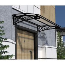 Sundurmagross Metal Taşıyıcılı Kapı Üstü Pratik Sundurma Siyah - Şeffaf Levha 100 x 100 Md2