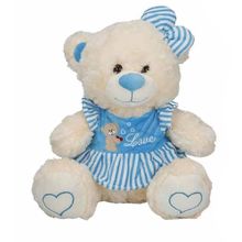 Sunman 8334 Oturan Çizgili Elbiseli Peluş Ayı 40 cm Peluş Oyuncak