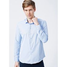 Süvari Gm2024700271 Klasik Yaka Slim Fit Armürlü Mavi Erkek Gömlek