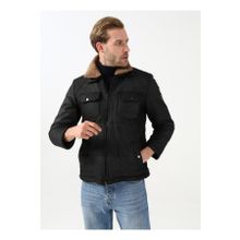 Süvari MN2008700287 Siyah Mono Yaka Slim Fit Kapitone Siyah Erkek Mont