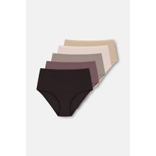 Suwen 5'li Süper Yüksek Bel Slip Külot Kadınlar İçin Yumuşak Dokulu Pamuklu Örme Kumaş - 2XL - Çok Renkli