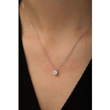 Swarovski Tektaş Rodyum Kaplama 925 Ayar Gümüş Kolye