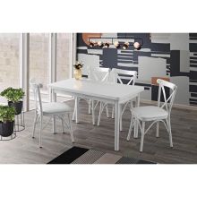 Sweet Home Sabit 70x120 Beyaz Masa + 4 Adet Çapraz Sandalyetakım