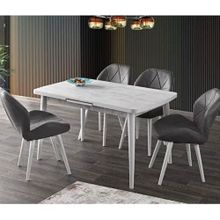 Sweet Home Silva 80x130 cm Açılır Ahşap Kristal Masa + 4 Adet Vera Sandalye Takımı