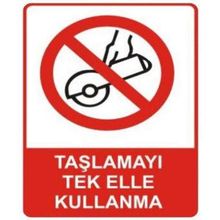 Sym STW047 Taşlamayı Tek Elle Kullanma Uyarı Levhası