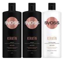 Syoss Keratin Kuru ve Cansız Saçlar İçin 2X500 ml Şampuan+500 ml Saç Kremi Seti