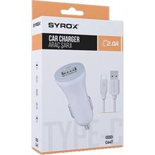 Syrox Umut Bilisim Teknoloji_araç Şarj Aleti ve Type-C Kablolu Set 5V 2.0A (C44T) - Beyaz