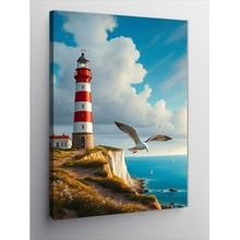 Tablolife 60x90 cm Deniz Feneri ve Martılar Kanvas Tablo