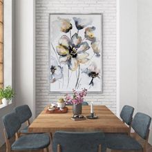 Tablolife Soyut Beyaz Çiçekler 60x90 cm Yağlı Boya Dokulu Tablo