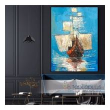 Tablolife Yelkenli 80 x 80 cm Yağlı Boya Dokulu Tablo
