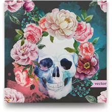 Tabloshop Çiçekli Kuru Kafa 70x70 cm Tablo