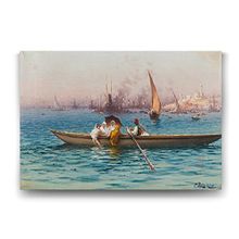 Tabloshop Fausto Zonaro Kayık Üzerinde 45x30 cm Tablo