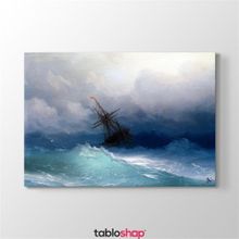 Tabloshop Ivan Ayvazovski Fırtınalı Denizde Gemi 100x70 cm Kanvas Tablo