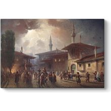 Tabloshop Osmanlıda Çarşı Meydanı 125x80 cm Tablo