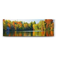 Tabloshop Renkli Ağaçlar Ve Göl 150x50 cm Tablo