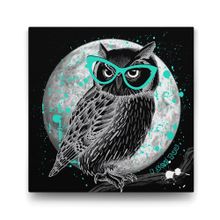 Tabloshop Yeşil Gözlüklü Baykuş 40x40 cm Tablo