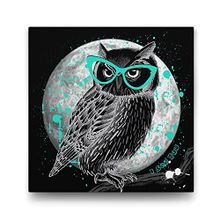 Tabloshop Yeşil Gözlüklü Baykuş 80x80 cm Tablo