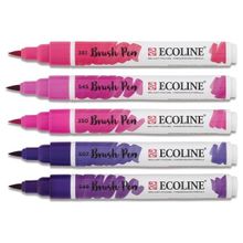 Talens Ecoline Brush Pen 5 Renk Violet Fırça Uçlu Çizim Kalemi Seti