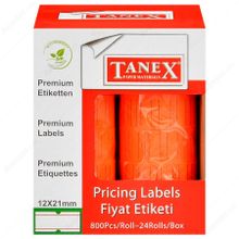 Tanex Motex Çizgili Kırmızı 12x21mm 24 Adet Fiyat Etiketi