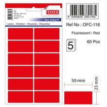 Tanex OFC-118 Flo Kırmızı 60 Adet Ofis Etiketi