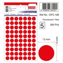 Tanex OFC-129 Flo Kırmızı 350 Adet Ofis Etiketi