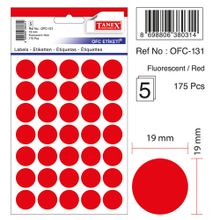 Tanex Ofc-131 Kırmızı Yuvarlak 19 mm Etiket