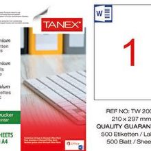 Tanex TW-2000 210 x 297 mm 500 Adet Lazer Etiket