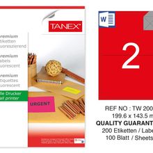 Tanex TW-2002 199.6x143.5 mm 100'lü Kırmızı Floresan Laser Etiket