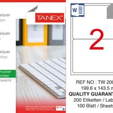 Tanex TW-2002 199.6x143.5 mm 100'lü Sökülebilir Etiket