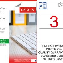 Tanex TW-2003 210x99 mm 100'lü Sökülebilir Etiket
