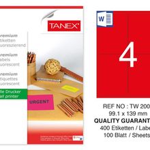 Tanex TW-2004 99.1x139 mm 100'lü Kırmızı Floresan Laser Etiket
