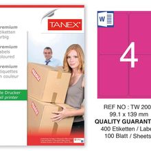 Tanex TW-2004 99.1x139 mm 100'lü Pembe Pastel Laser Etiket