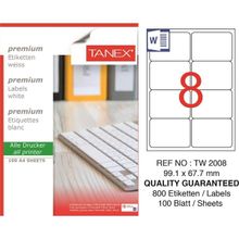 Tanex TW-2008 99.1x67.7 mm 100 Adet Laser Etiket