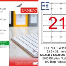 Tanex TW-2021 63.5x38.1 mm 100'lü Sökülebilir Etiket