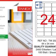 Tanex TW-2024 64x34 mm 100'lü Sökülebilir Etiket
