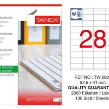 Tanex TW-2028 52.5x41 mm 100'lü Sökülebilir Etiket